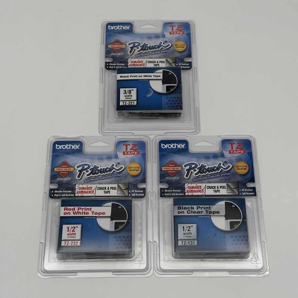 (Lot Of 3) Brother P-Touch Label Maker Tape - TZ131, TZ221, TZ232